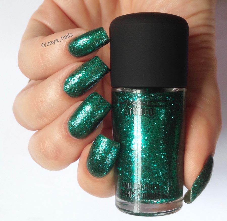 swatch smalto verde glitter Mac Cosmetics