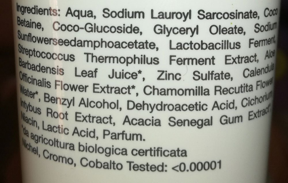 INCI shampoo HC