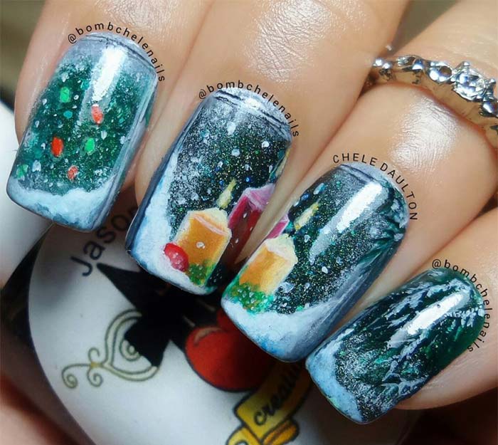 Nail art candele natale