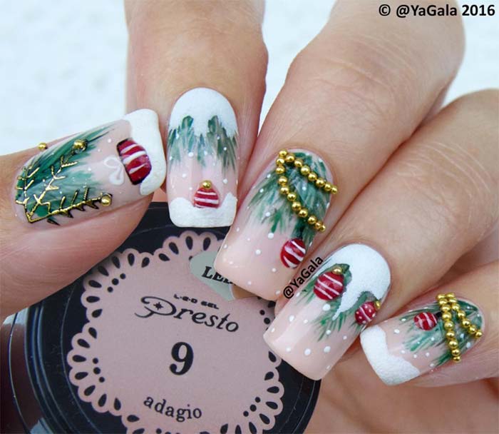 Nail art albero di Natale