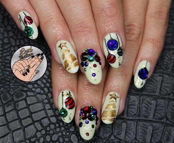 Nail art palline di Natale