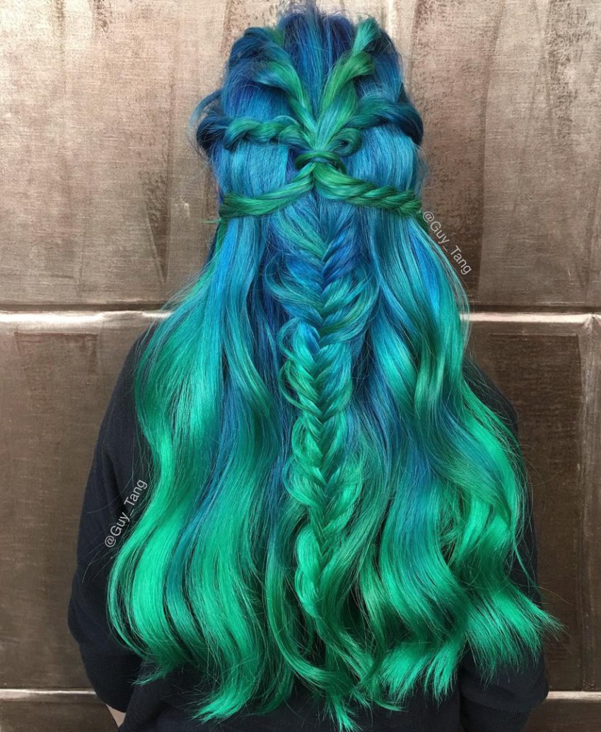 capelli verde ottanio blu