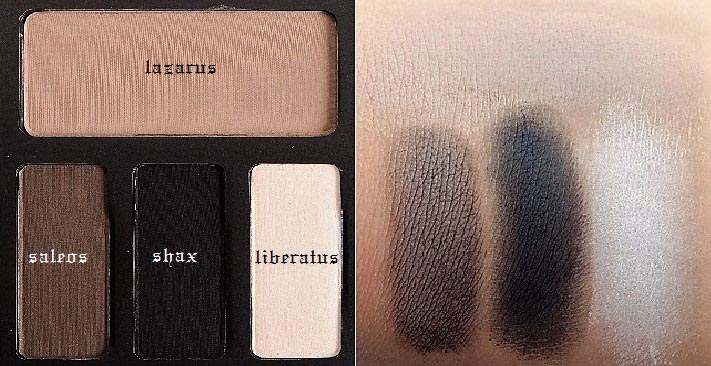 Swatch e nomi colori freddi palette contouring Kat Von D