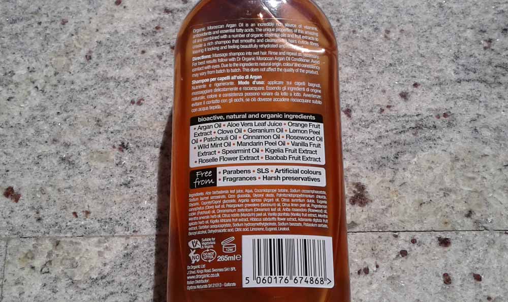 INCI shampoo Argan Dr.Organic
