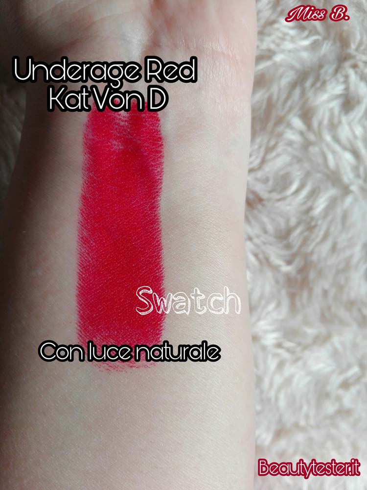 swatch rossetto rosso Kat Von D