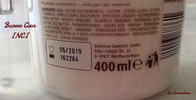 INCI burro corpo Cacao Cien