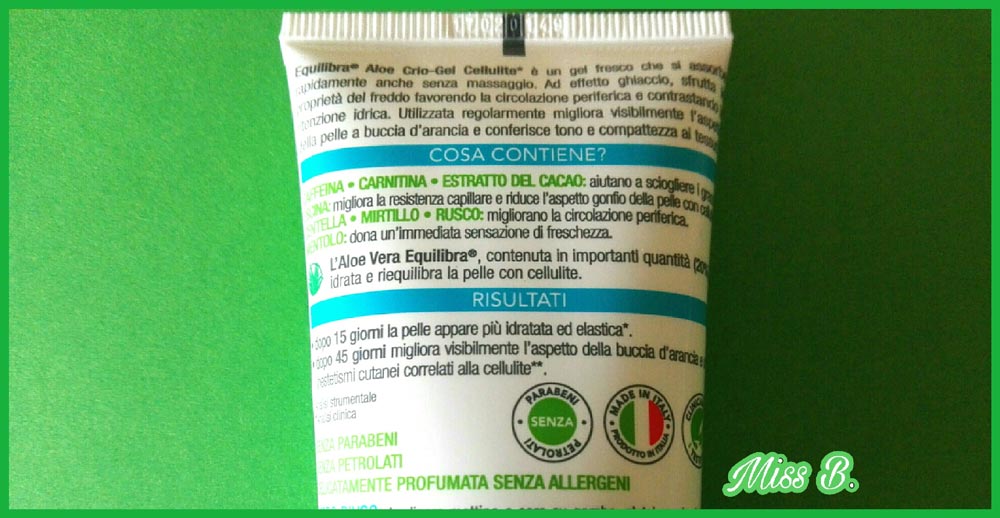 Utilizzo Equilibra ALOE Crio-GEL Anti-Cellulite