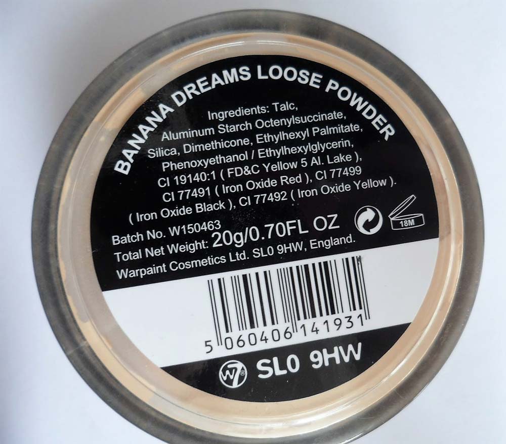 INCI Cipria Banana Dreams Loose powder di W7
