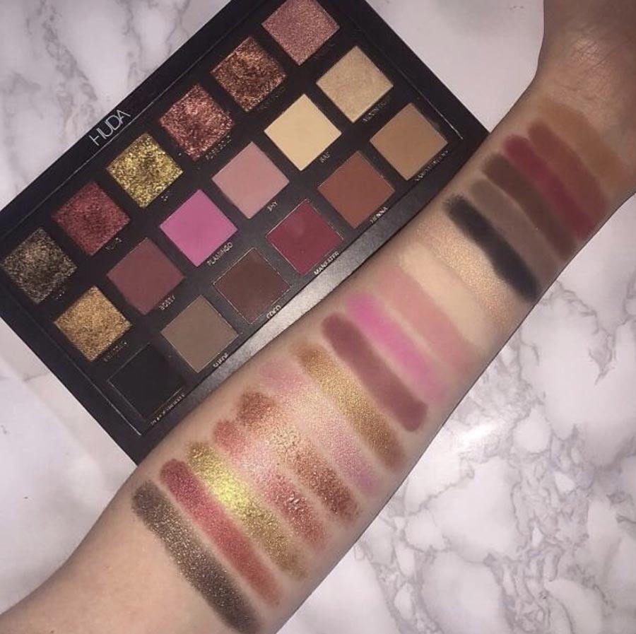 Rose Gold edition palette Huda Beauty swatch