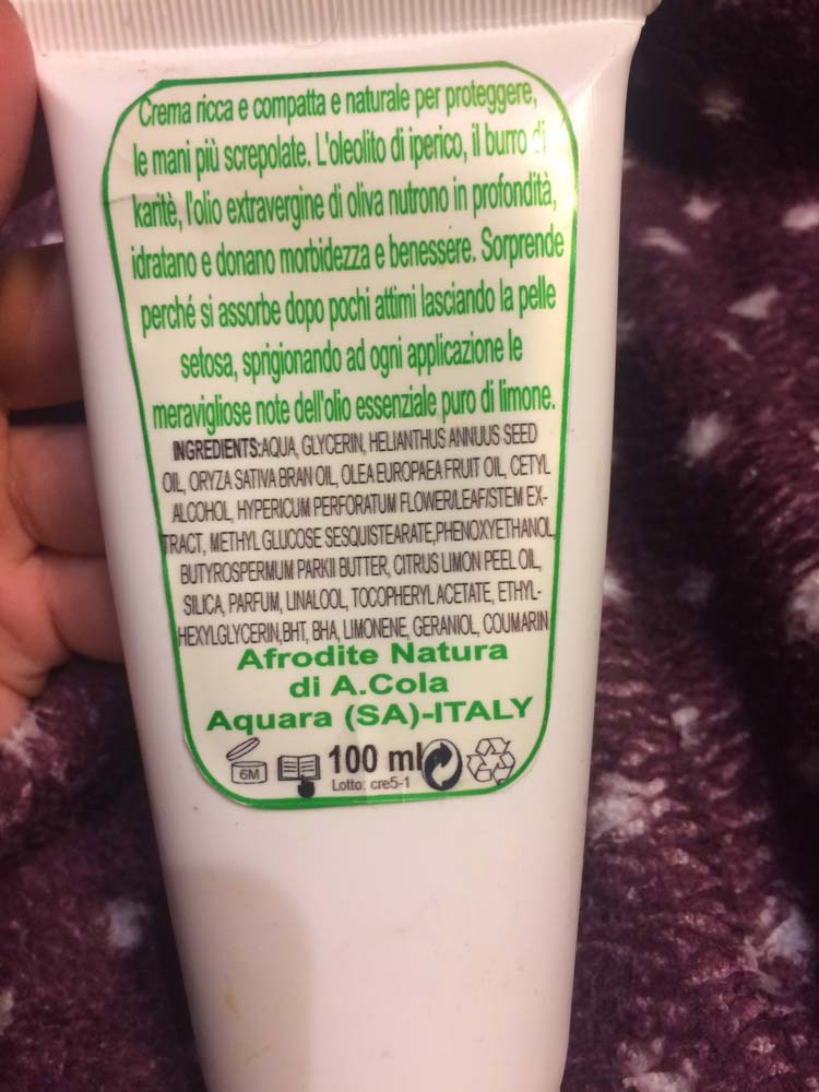 INCI Crema mani Afrodite Natura