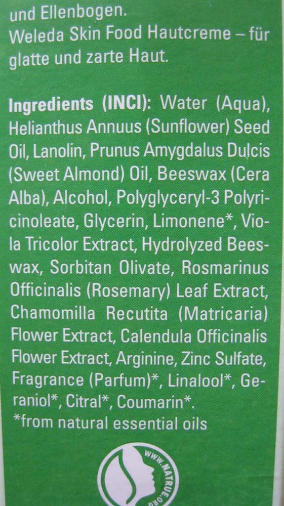 INCI skin food Weleda