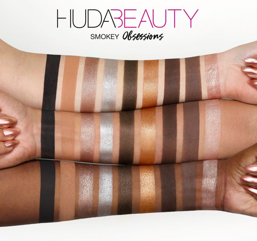 Swatch Smokey palette Obsessions Huda Beauty