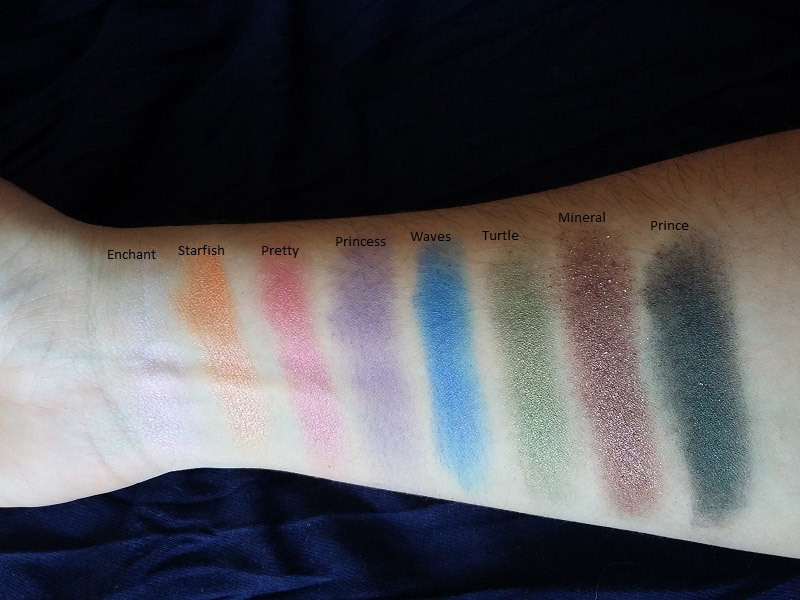 Swatch ombretti palette Palette Mermaids Forever di Makeup Revolution