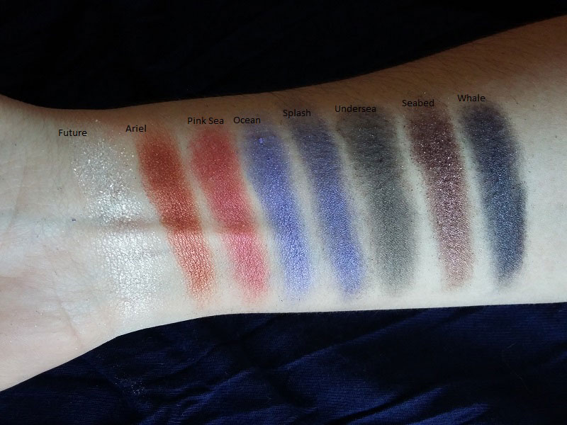 Swatch ombretti palette Palette Mermaids Forever di Makeup Revolution