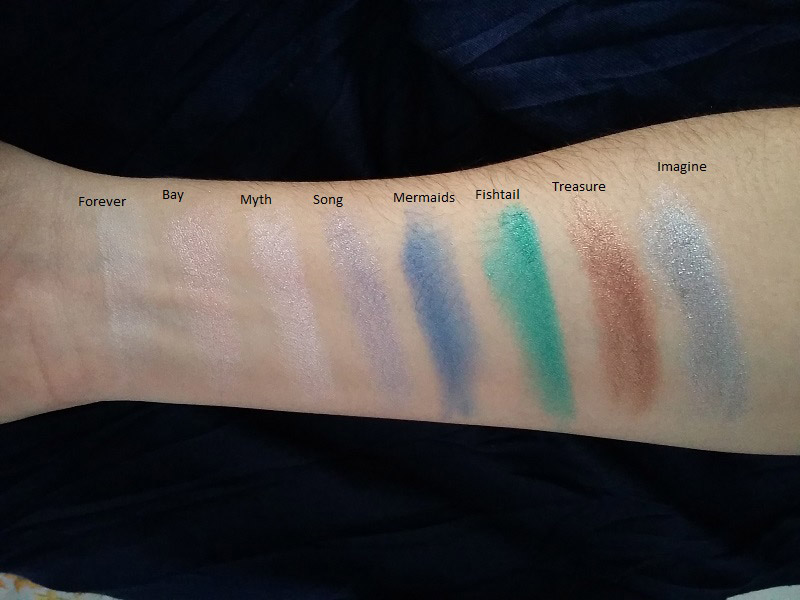 Swatch ombretti palette Palette Mermaids Forever di Makeup Revolution