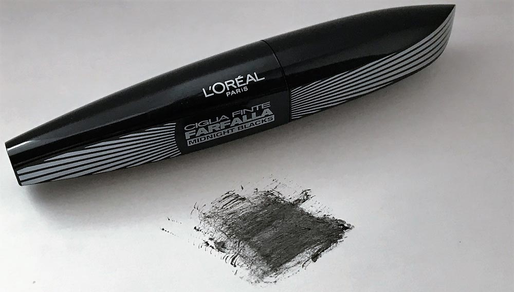 Swatch Mascara ciglia finte Farfalla L’Oréal Midnight Blacks