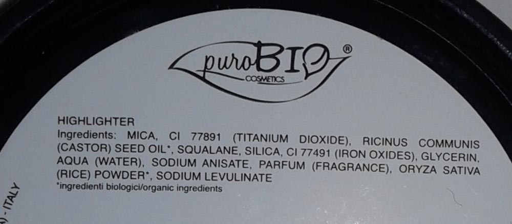 inci Illuminante Resplendent 02 di Purobio cosmetics