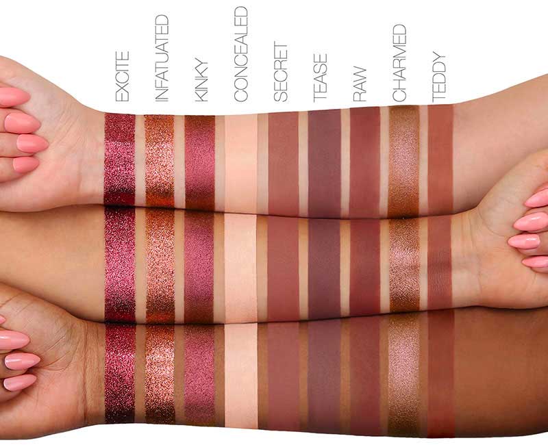 Swatch ombretti Palette Occhi Huda Beauty Nude