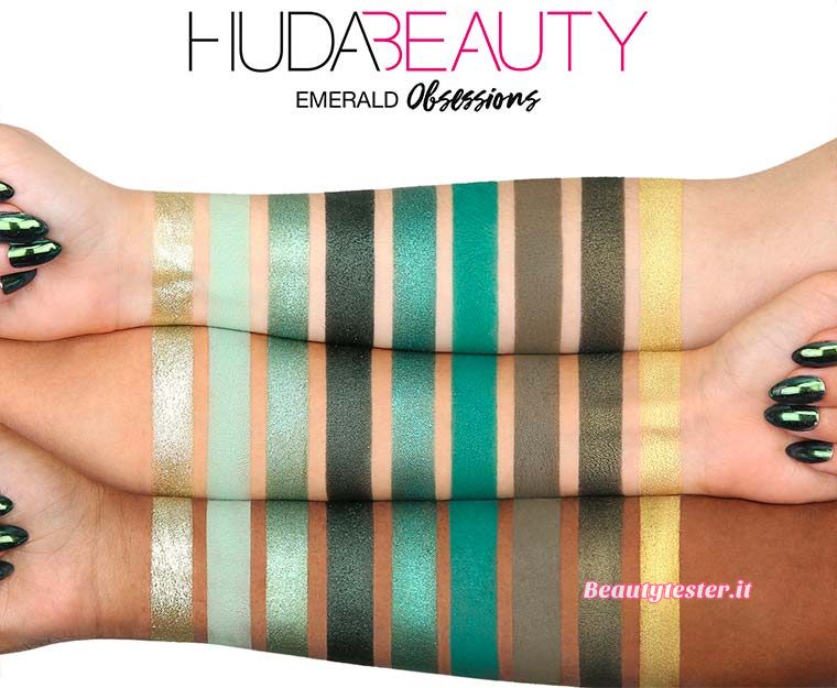 Huda Beauty Precious Stones Obsessions swatch smeraldo