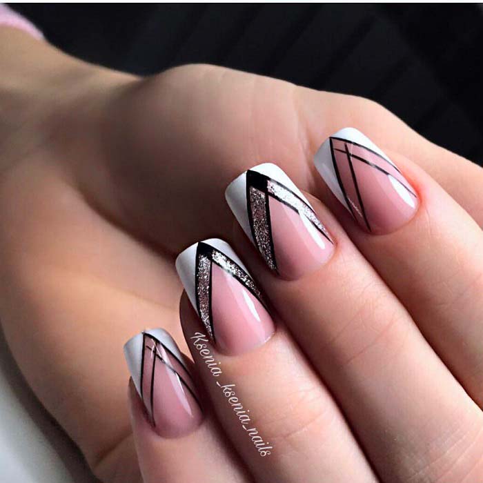 Black and White french manicure