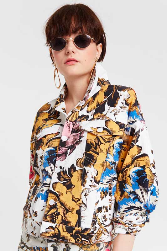 Giacca con print floreale hawaiano