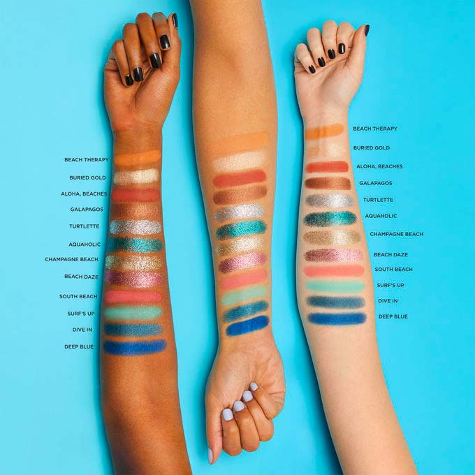 Swatch High tides & good vibes Palette Tarte