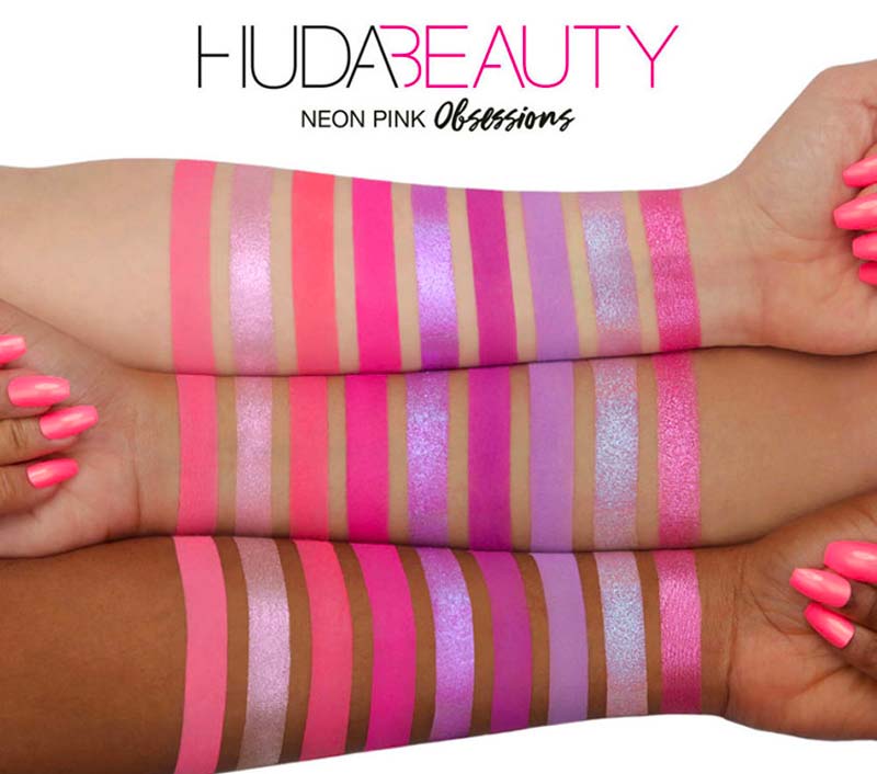 swatch palette Huda Beauty Neon Pink Obsession