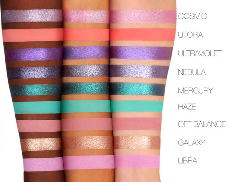 Swatch Palette Huda Beauty Mercury Retrograde