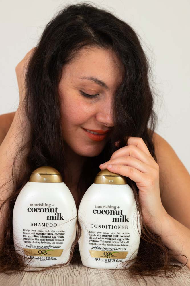 Packaging Coconut Milk OGX shampoo e balsamo