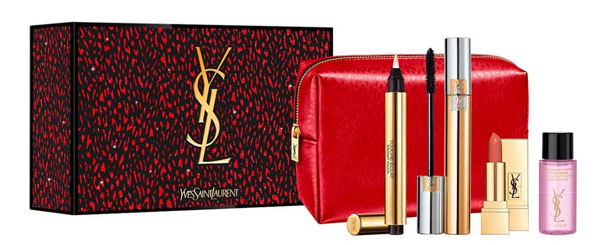 Косметика ив сен. Yves Saint Laurent набор. Ив сен Лоран набор с тушью. Ив сен Лоран подарочный набор. YSL набор touche Eclat & Mascara Volume effet Faux cils.