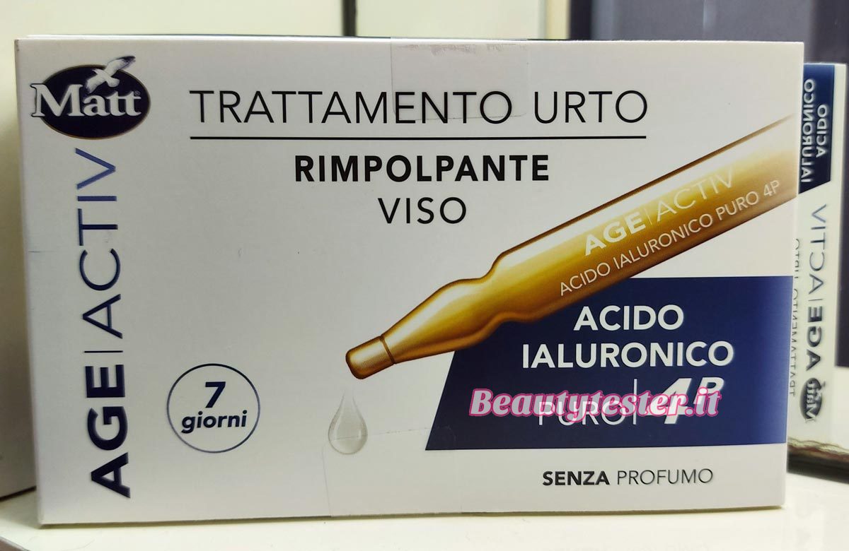 Recensione Fiale Viso rimpolpanti con Acido Ialuronico di Matt 1 Age Activ Fiale Viso Trattamento Urto Rimpolpante - Acido Ialuronico Puro Matt