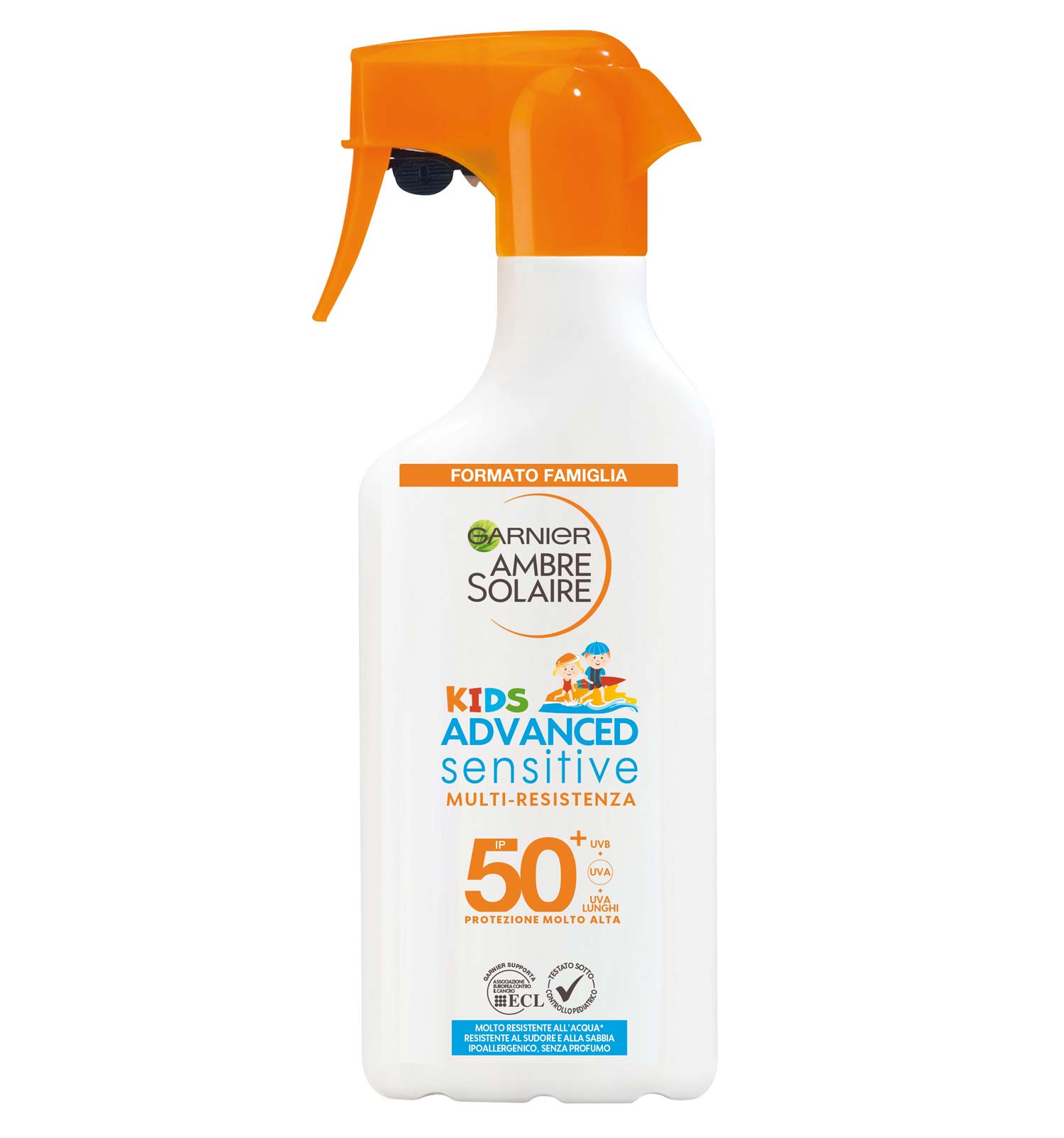 Garnier Ambre Solaire Spray Gachette Protettivo IP 50+ Advanced Sensitive Kids