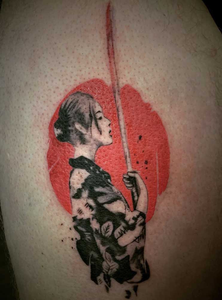 tatuaggio Giapponese con colore rosso