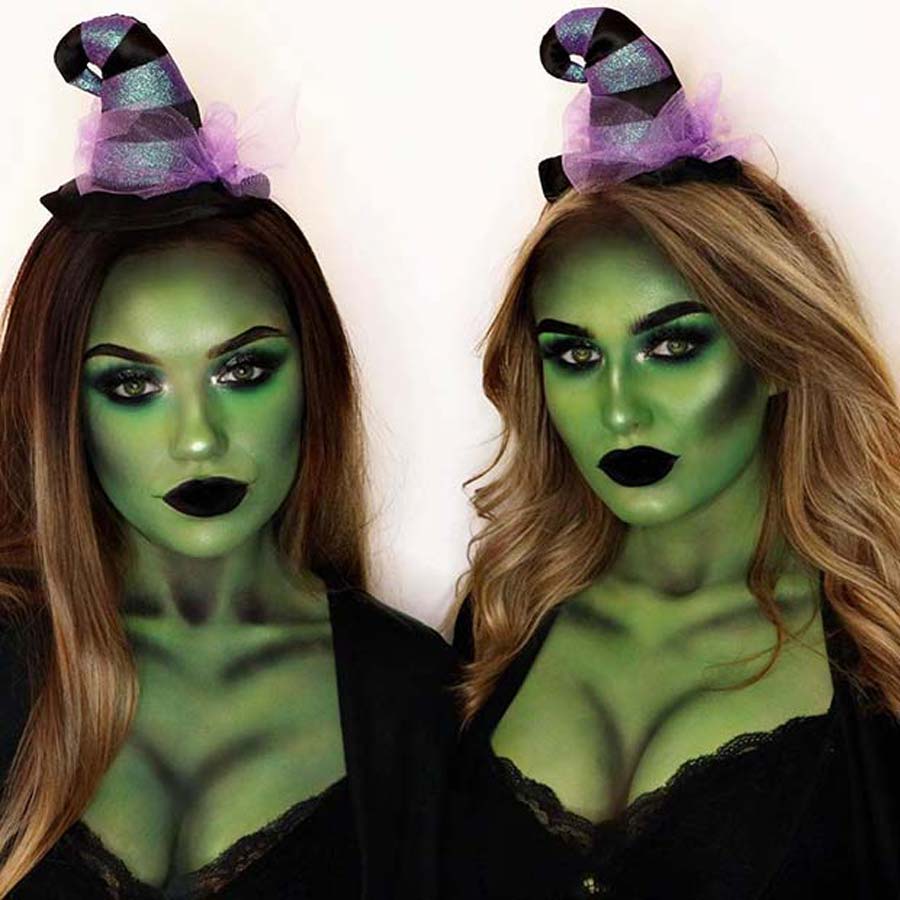 Trucco strega verde in coppia
