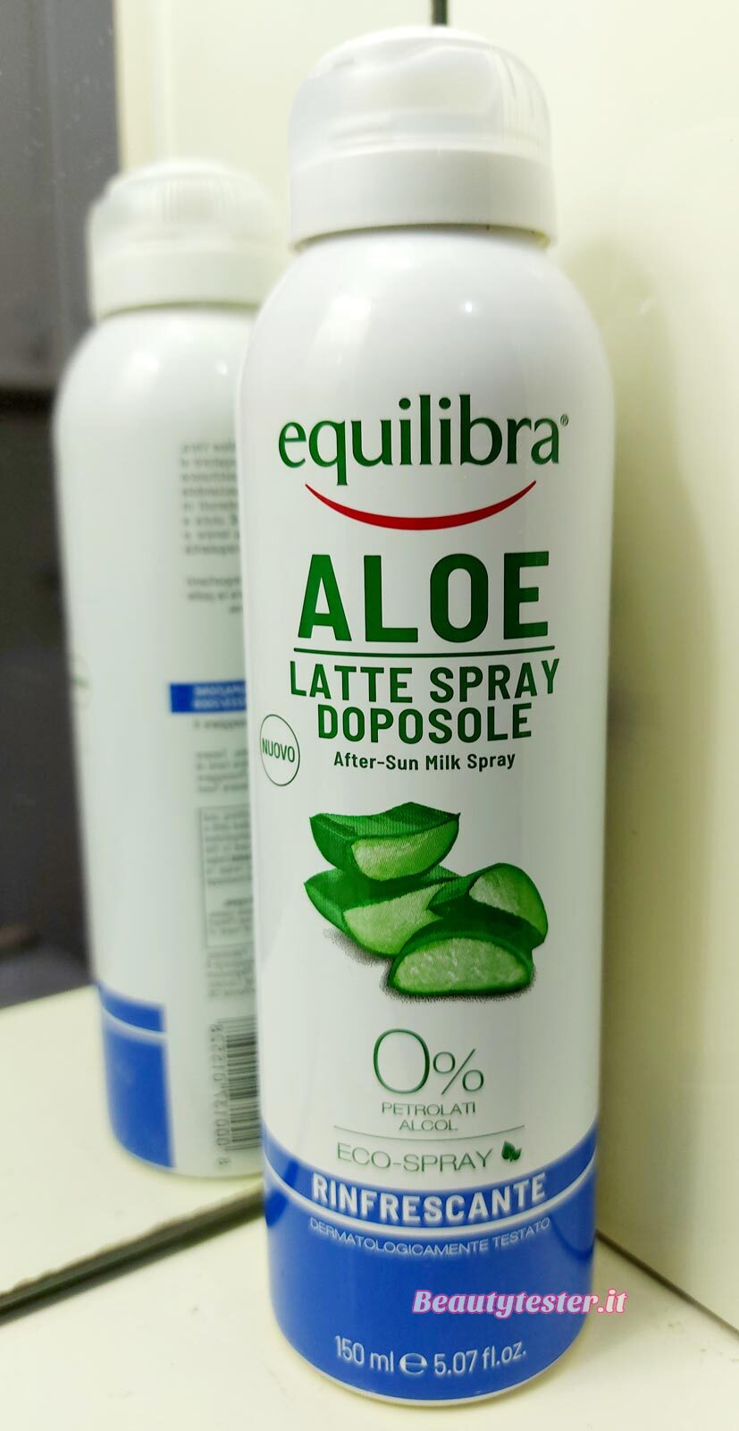 Recensione latte spray rinfrescante doposole con Aloe di Equilibra 1 Latte spray rinfrescante doposole Con Aloe di Equilibra