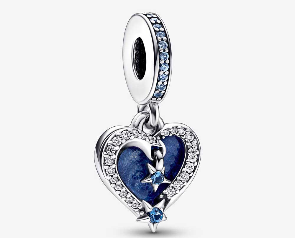 Charm Pendente Cuore e Stelle Blu