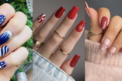 unghie candy cane natale 0
