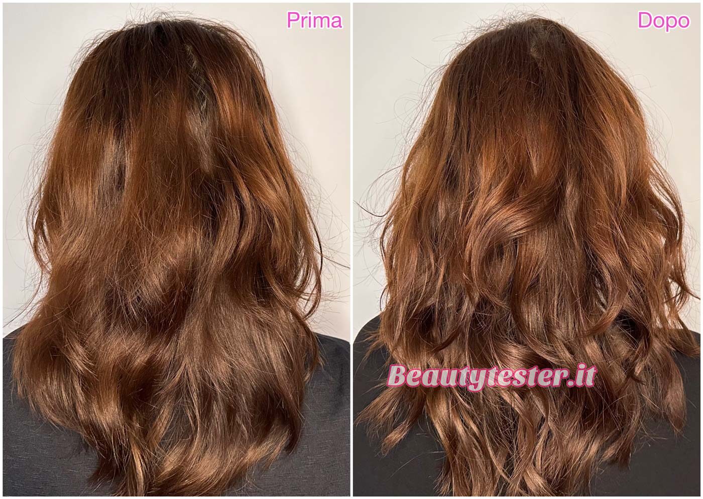 Prima e dopo il trattamento con la linea Metal Detox di L’Oréal Professionnel