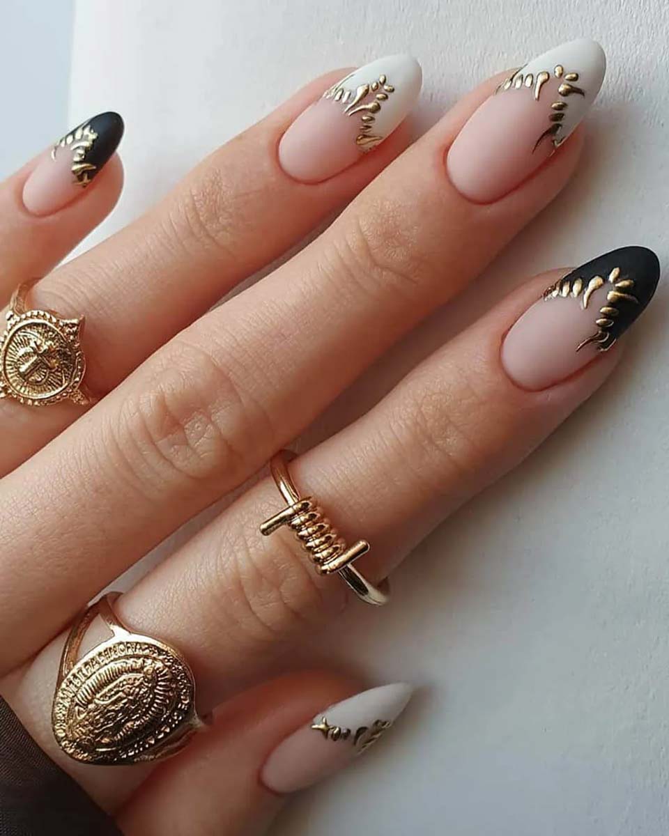 unhas de casamento estilo halloween