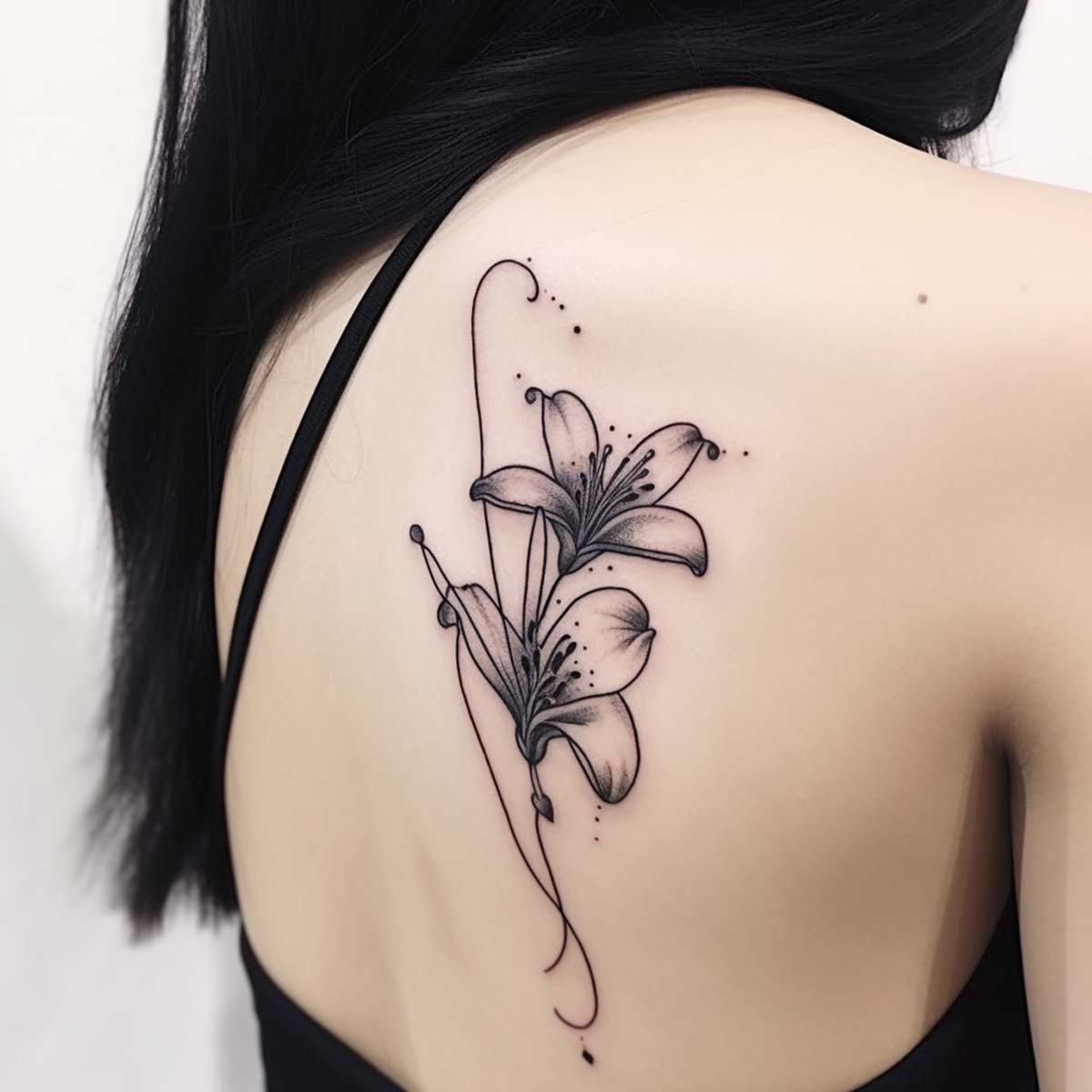 Tatuaggio fiori nero semplice ed elegante