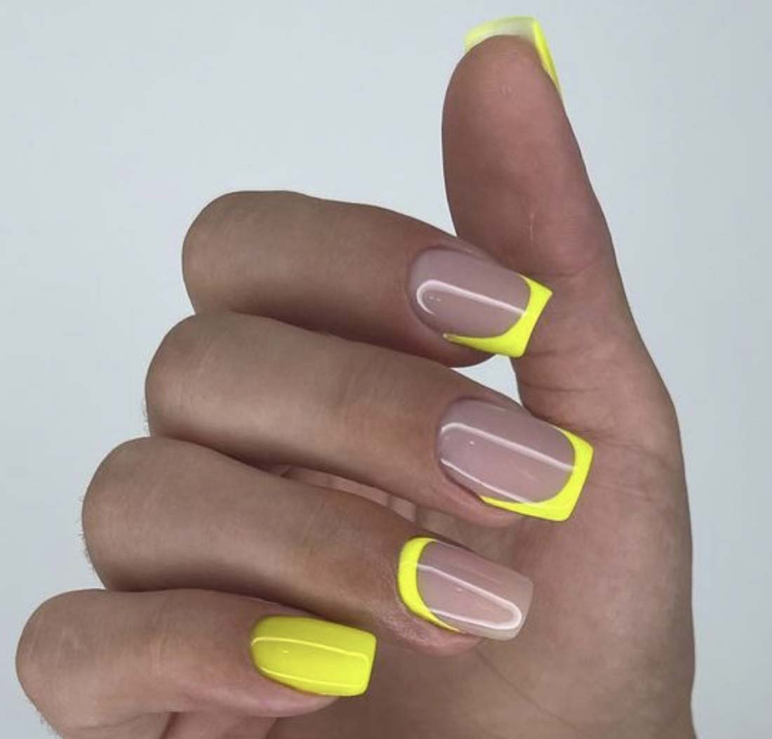 unghie French fluo giallo
