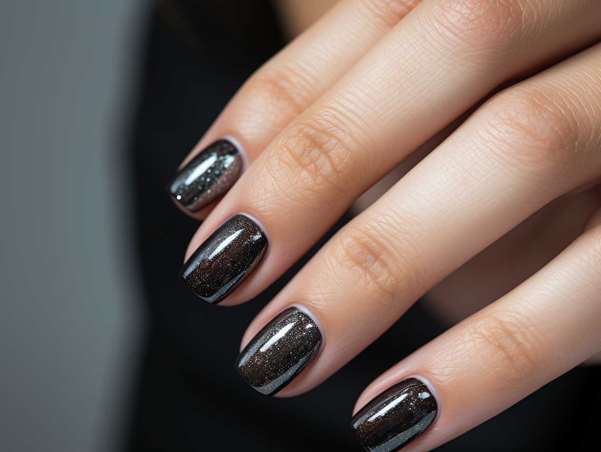 Smalto unghie nero leggermente glitterato