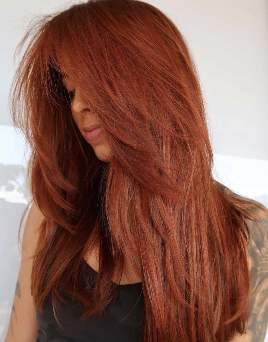 Tagli lunghi per capelli rossi