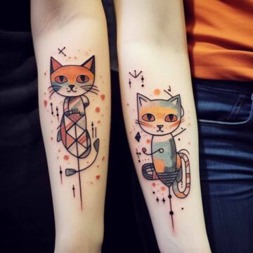 Tatuaggio gatto semplice e colorato