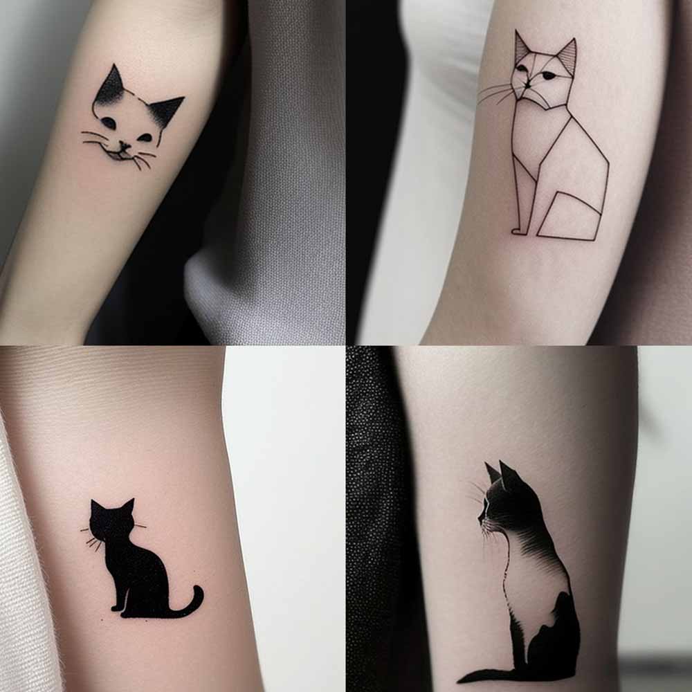 Gatto stilizzato minimalista tattoo