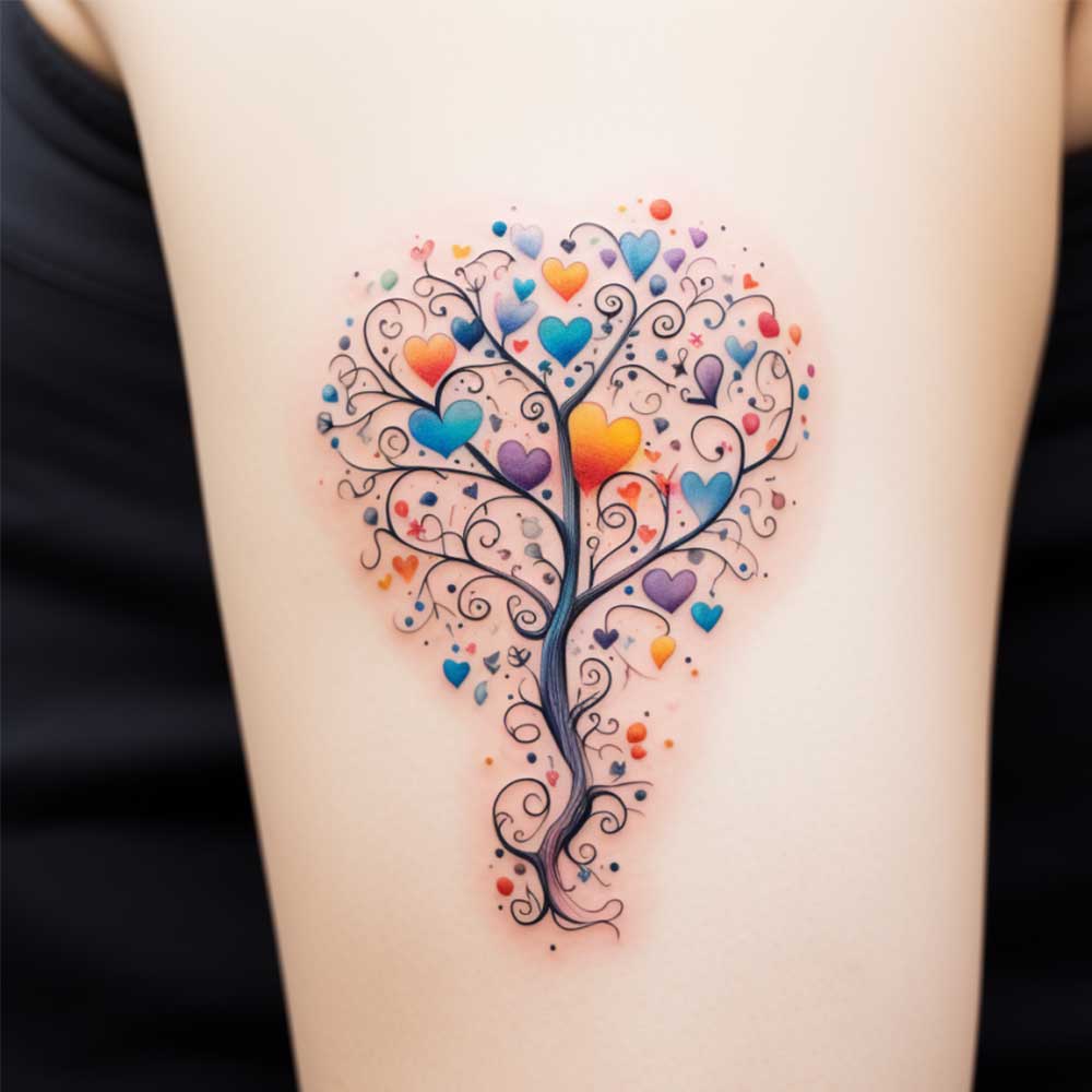 Tatuaggio albero di cuori