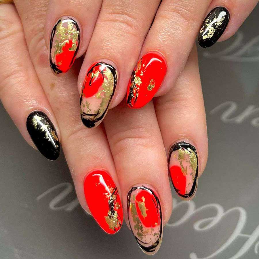 nail art capodanno rosso e nero