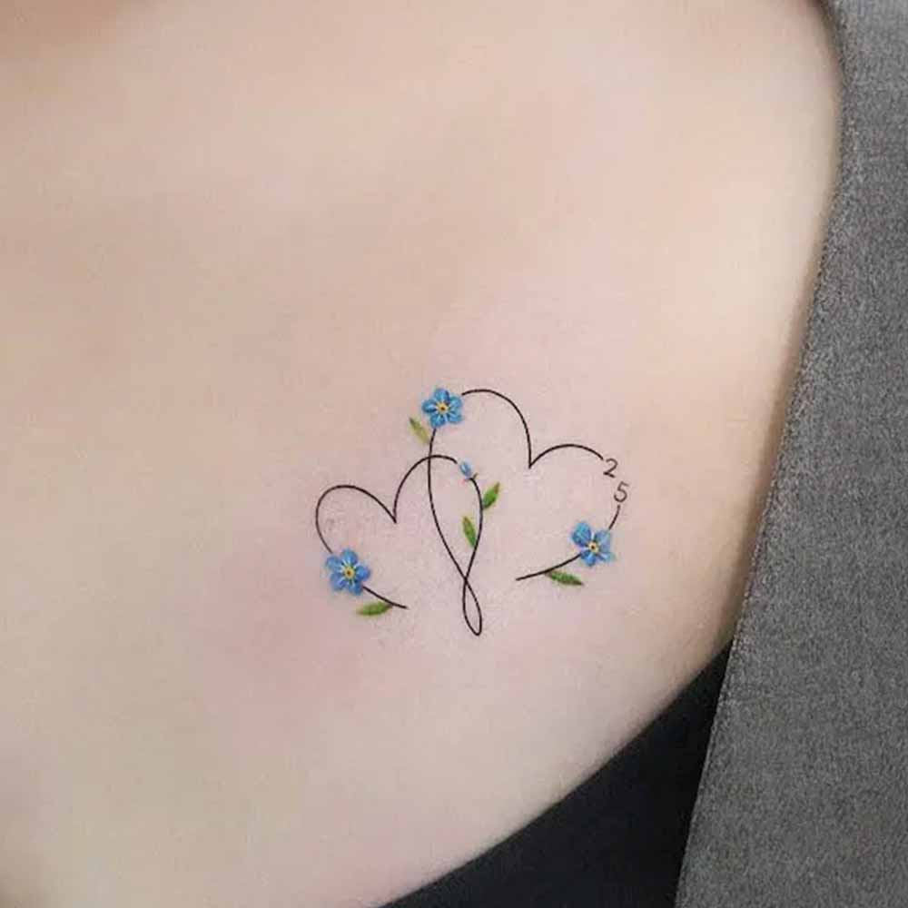 Doppio cuore minimalista tatuaggio Doppio cuore minimalista tatuaggio