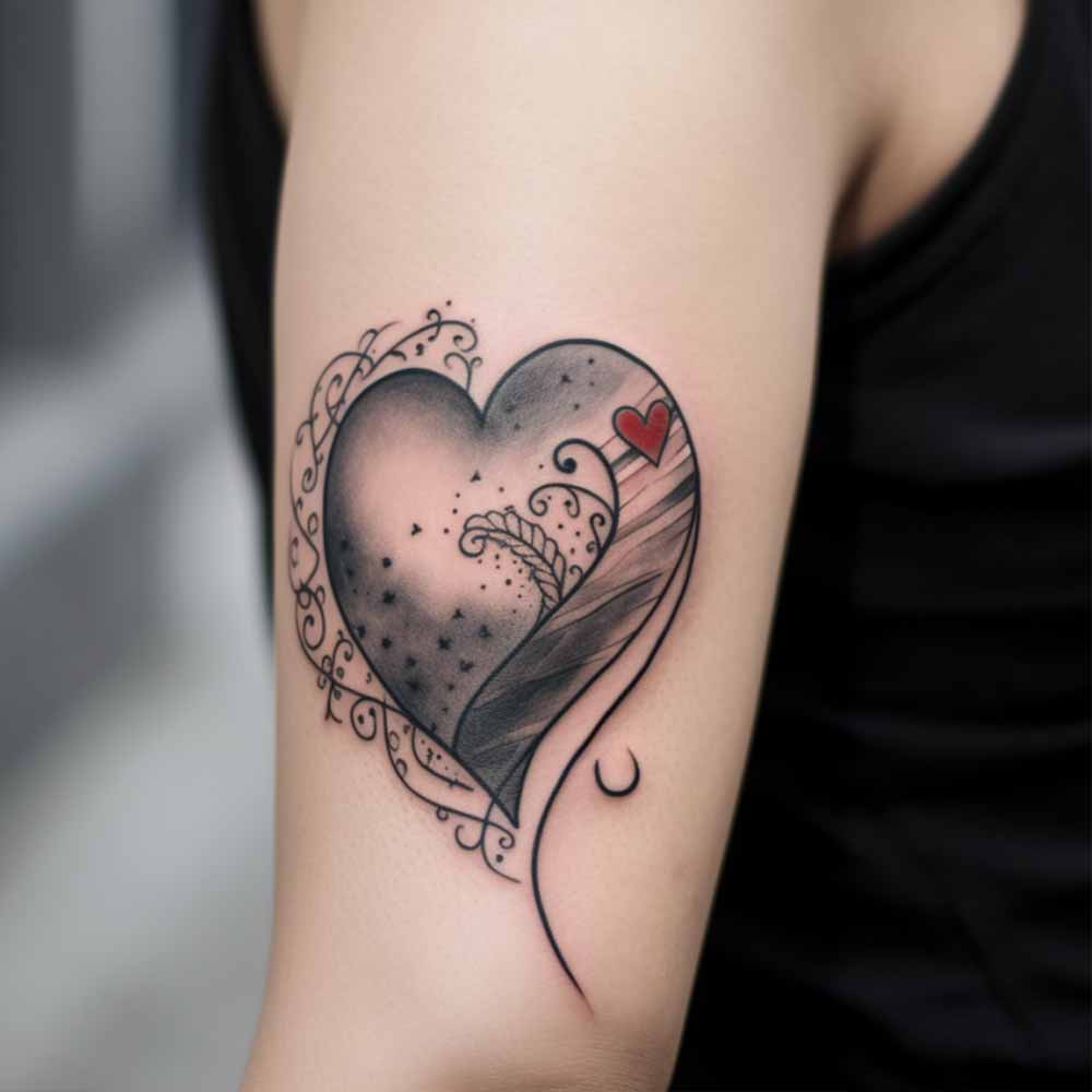 Tatuaggio elabora cuore su braccio Tatuaggio elabora cuore su braccio