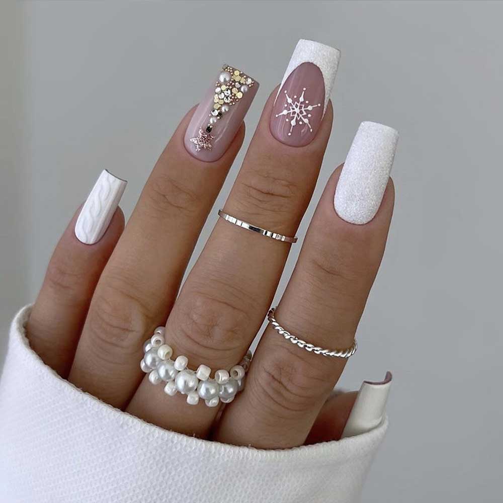 idee unghie Natale Bianco glitter idee unghie Natale Bianco glitter